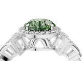 White gold Fancy Green Round Cut Halo Diamond Split Shank Engagement Ring with Four-Prong Setting_4