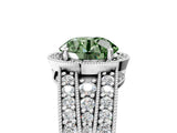 White gold Fancy Green Round Cut Halo Diamond Split Shank Ring with Prong Setting_5