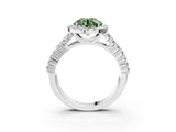 White gold Fancy Green Round Cut Halo Pavé Diamond Engagement Ring with Split Shank and Four-Prong Setting_6