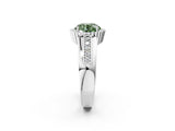 White gold Fancy Green Round  Cut Halo Pave Band Four-Prong Ring_51