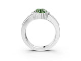White gold Fancy Green Round  Cut Halo Pave Band Four-Prong Ring_52
