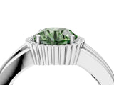 White gold Fancy Green Round  Cut Halo Pave Band Four-Prong Ring_53
