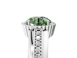 White gold Fancy Green Round  Cut Halo Pave Band Four-Prong Ring_54