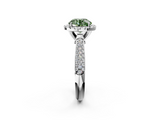 White gold Fancy Green Round  Cut Halo Pave Band Four-Prong Setting Ring_68