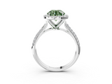 White gold Fancy Green Round  Cut Halo Pave Band Four-Prong Setting Ring_80