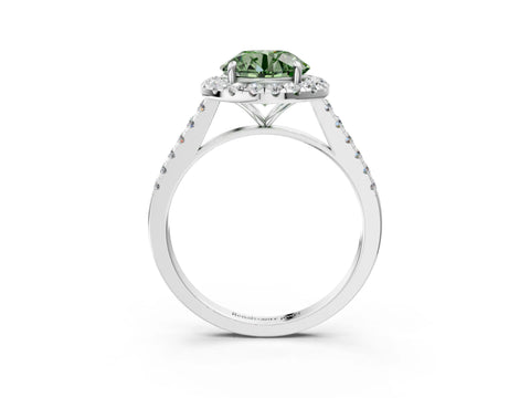 White gold Fancy Green Round Cut Halo Pave Diamond Engagement Ring with Four-Prong Setting_3