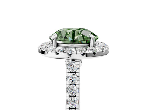 White gold Fancy Green Round Cut Halo Pave Diamond Engagement Ring with Four-Prong Setting_5