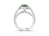 White gold Fancy Green Round  Cut Halo Pave Split Shank Prong Setting Ring_59