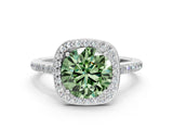 White gold Fancy Green Round Cut Halo Round Diamond Pavé Band with Four-Prong Setting_15