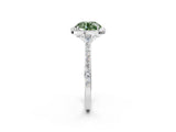 White gold Fancy Green Round Cut Halo Round Diamond Pavé Band with Four-Prong Setting_17