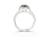 White gold Fancy Green Round Cut Halo Round Diamond Pavé Band with Four-Prong Setting_18