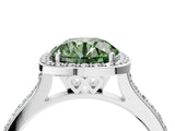 White gold Fancy Green Round Cut Halo Round Diamond Pavé Band with Four-Prong Setting_19