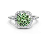 White gold Fancy Green Round Cut Halo Round Diamond Pavé Band with Four-Prong Setting_21