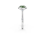 White gold Fancy Green Round Cut Halo Round Diamond Pavé Band with Four-Prong Setting_23