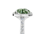 White gold Fancy Green Round Cut Halo Round Diamond Pavé Band with Four-Prong Setting_26