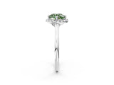 White gold Fancy Green Round Cut Halo Round Diamond Solitaire Engagement Ring with Pave Band and Four-Prong Setting_26