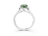 White gold Fancy Green Round Cut Halo Round Diamond Solitaire Ring with Pavé Band and Four-Prong Setting_15