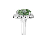 White gold Fancy Green Round Cut Halo Round Diamond Solitaire Ring with Pavé Band and Four-Prong Setting_17