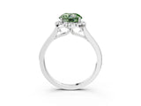 White gold Fancy Green Round Cut Halo Round Diamond Solitaire Ring with Pavé Band and Four-Prong Setting_27