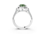 White gold Fancy Green Round Cut Halo Round Diamond Twist Band with Four-Prong Setting_27