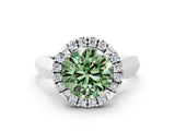 White gold Fancy Green Round  Cut Halo Solitaire Engagement Ring with Square Band and Four-Prong Setting_12