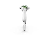 White gold Fancy Green Round  Cut Halo Solitaire Engagement Ring with Square Band and Four-Prong Setting_128
