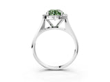White gold Fancy Green Round  Cut Halo Solitaire Engagement Ring with Square Band and Four-Prong Setting_129