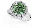 White gold Fancy Green Round  Cut Halo Solitaire Engagement Ring with Square Band and Four-Prong Setting_13
