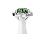 White gold Fancy Green Round  Cut Halo Solitaire Engagement Ring with Square Band and Four-Prong Setting_131