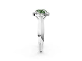 White gold Fancy Green Round  Cut Halo Solitaire Engagement Ring with Square Band and Four-Prong Setting_14