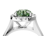 White gold Fancy Green Round  Cut Halo Solitaire Engagement Ring with Square Band and Four-Prong Setting_16