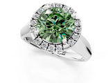 White gold Fancy Green Round  Cut Halo Solitaire Engagement Ring with Square Band and Four-Prong Setting_79