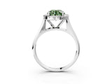 White gold Fancy Green Round  Cut Halo Solitaire Engagement Ring with Square Band and Four-Prong Setting_81