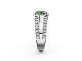 White gold Fancy Green Round  Cut Halo Split Shank Diamond Ring with Four-Prong Setting_47