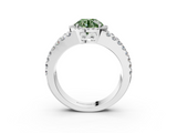 White gold Fancy Green Round  Cut Halo Split Shank Diamond Ring with Four-Prong Setting_48