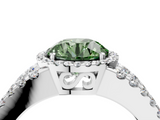 White gold Fancy Green Round  Cut Halo Split Shank Diamond Ring with Four-Prong Setting_49