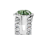 White gold Fancy Green Round  Cut Halo Split Shank Diamond Ring with Four-Prong Setting_50