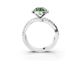 White gold Fancy Green Round  Cut Halo Split Shank Prong Setting Ring_36