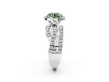 White gold Fancy Green Round  Cut Halo Split Shank Prong Setting Ring_50
