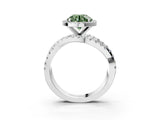 White gold Fancy Green Round  Cut Halo Split Shank Prong Setting Ring_51
