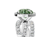 White gold Fancy Green Round  Cut Halo Split Shank Prong Setting Ring_53