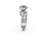 White gold Fancy Green Round  Cut Halo Split Shank Prong Setting Ring_74