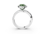 White gold Fancy Green Round  Cut Halo Split Shank Prong Setting Ring_75