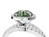 White gold Fancy Green Round  Cut Halo Split Shank Prong Setting Ring_76