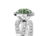 White gold Fancy Green Round  Cut Halo Split Shank Prong Setting Ring_77