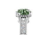 White gold Fancy Green Round  Cut Milgrain Channel Set Engagement Ring with Solitaire Prong Setting_53