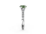 White gold Fancy Green Round  Cut Pavé Band Solitaire Ring with Four-Prong Setting_46