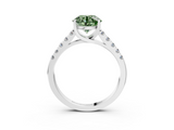 White gold Fancy Green Round  Cut Pavé Band Solitaire Ring with Four-Prong Setting_47