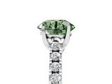 White gold Fancy Green Round  Cut Pavé Band Solitaire Ring with Four-Prong Setting_49