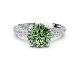 White gold Fancy Green Round  Cut Pave Diamond Engagement Ring with Channel Set Band and Four-Prong Setting_20